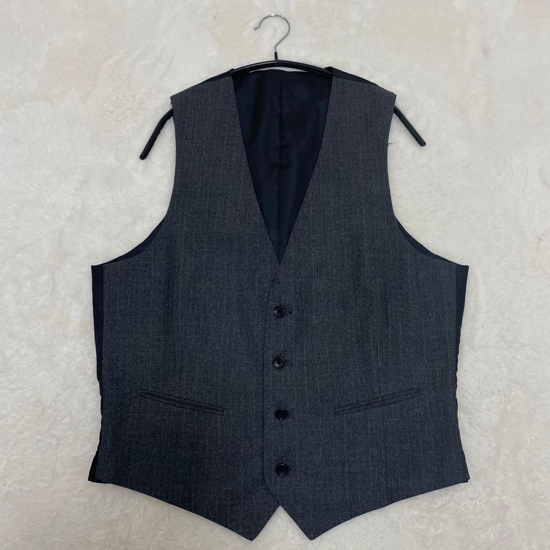 【美品】高級イタリア生地 マルゾット 3ピース スーツ セットアップ グレー L