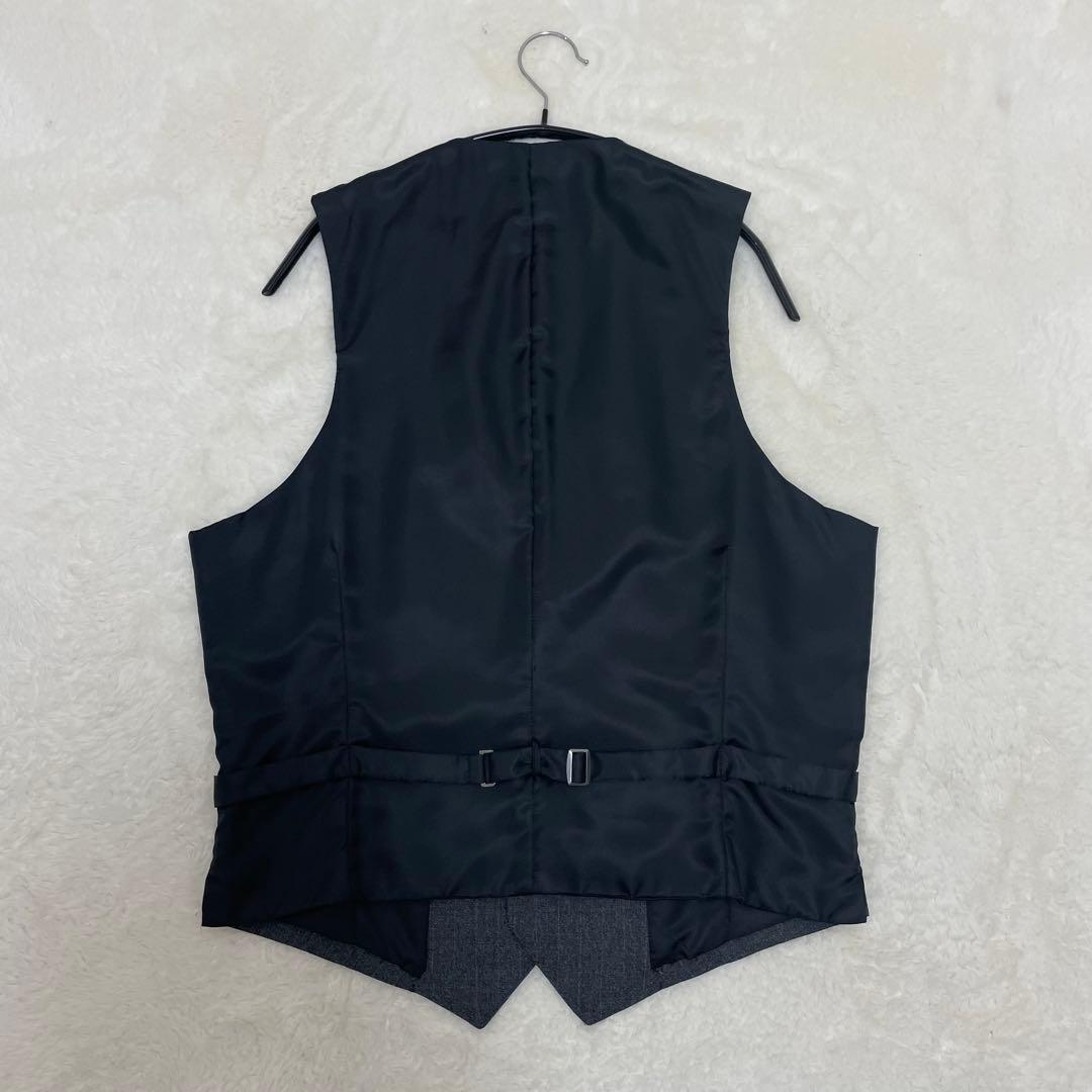 【美品】高級イタリア生地 マルゾット 3ピース スーツ セットアップ グレー L