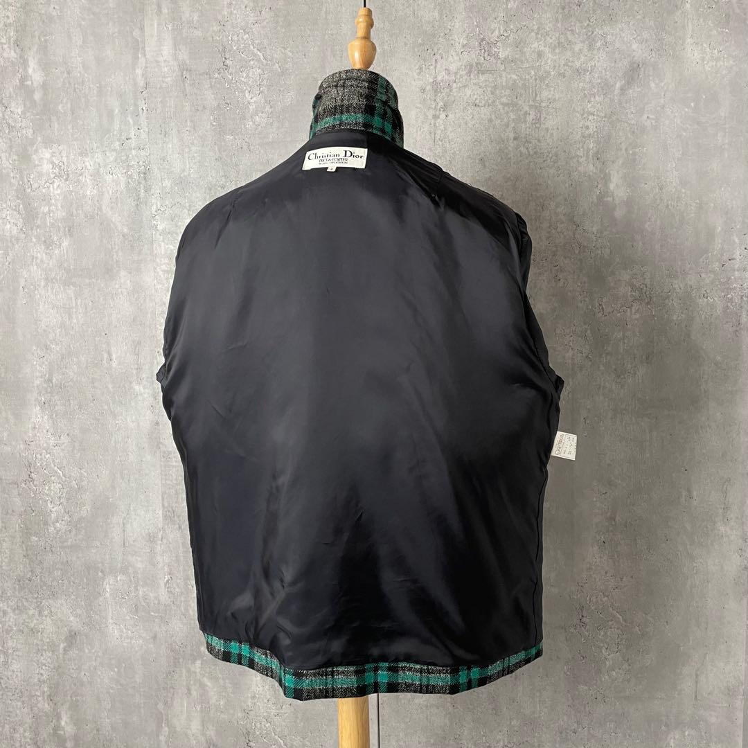 クリスチャンディオール ツイード チェック柄 ウール テーラード ジャケット
