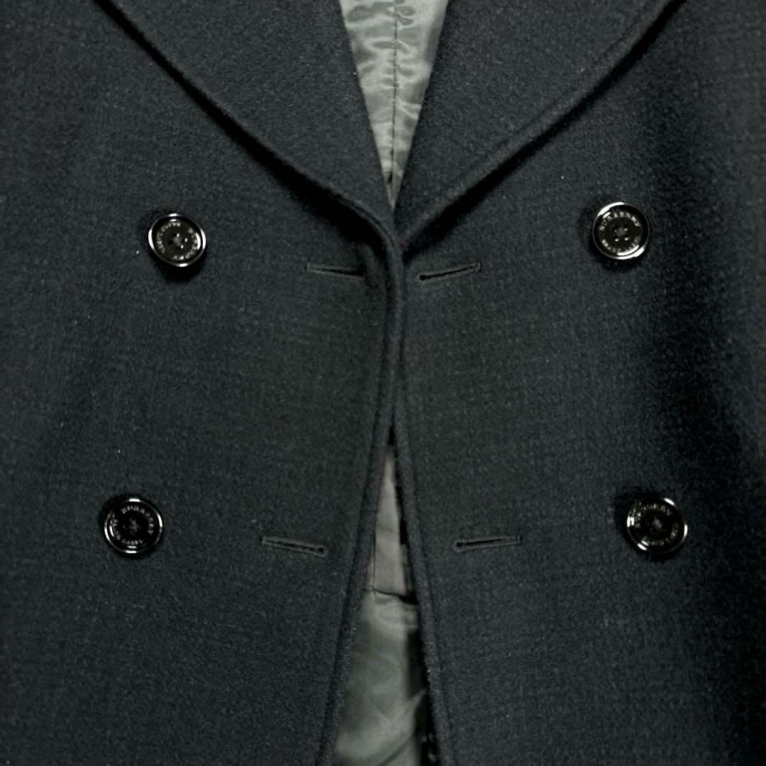 ✨極美品✨バーバリー　ブラックレーベル　Pコート　シャドウチェック　ブラック　M