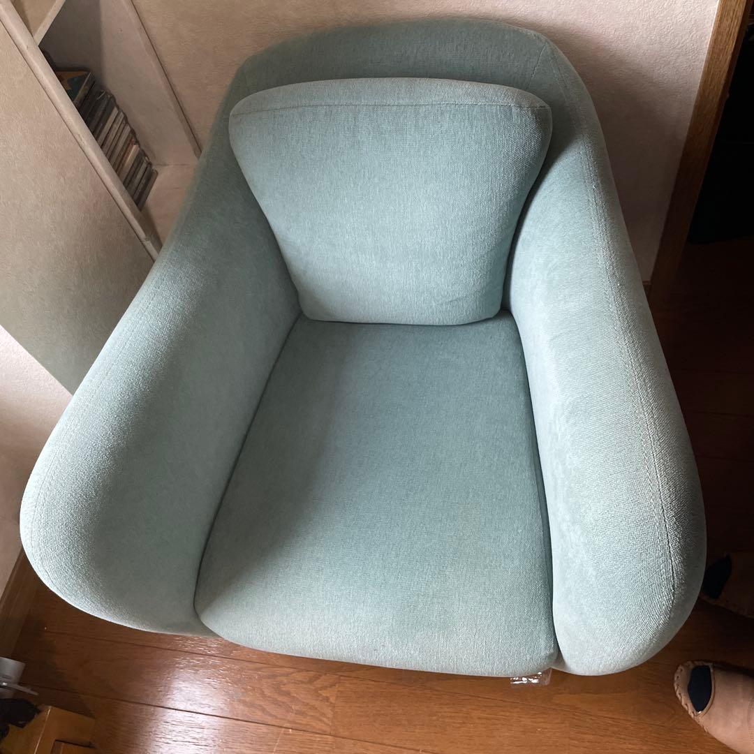 IDÉE ミニミラーアームチェア　一人掛けソファ　ブルーグレー