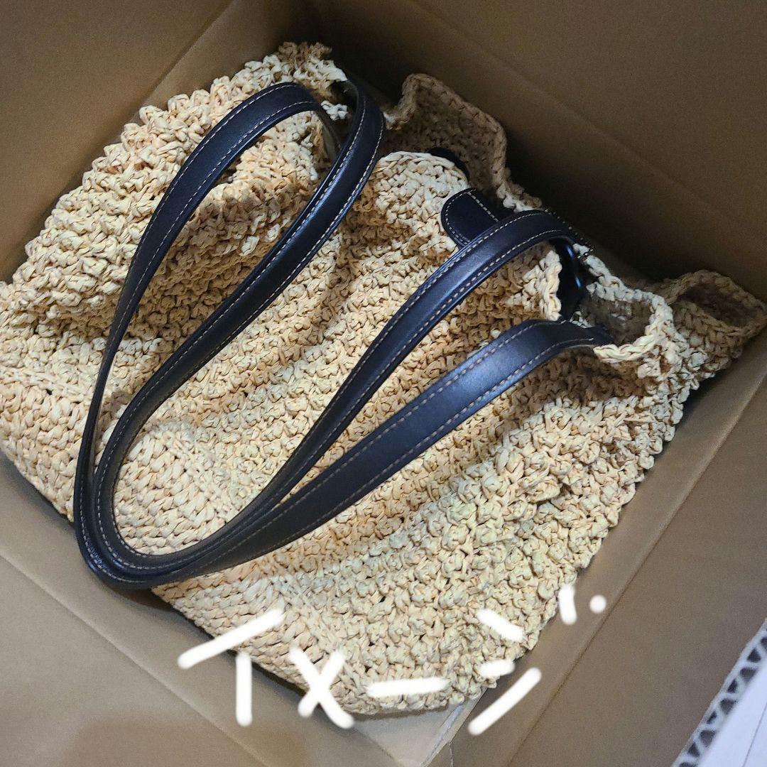 コーチ COACH ストローラージトートバッグカゴバッグ肩掛けポーチ付き天然素材