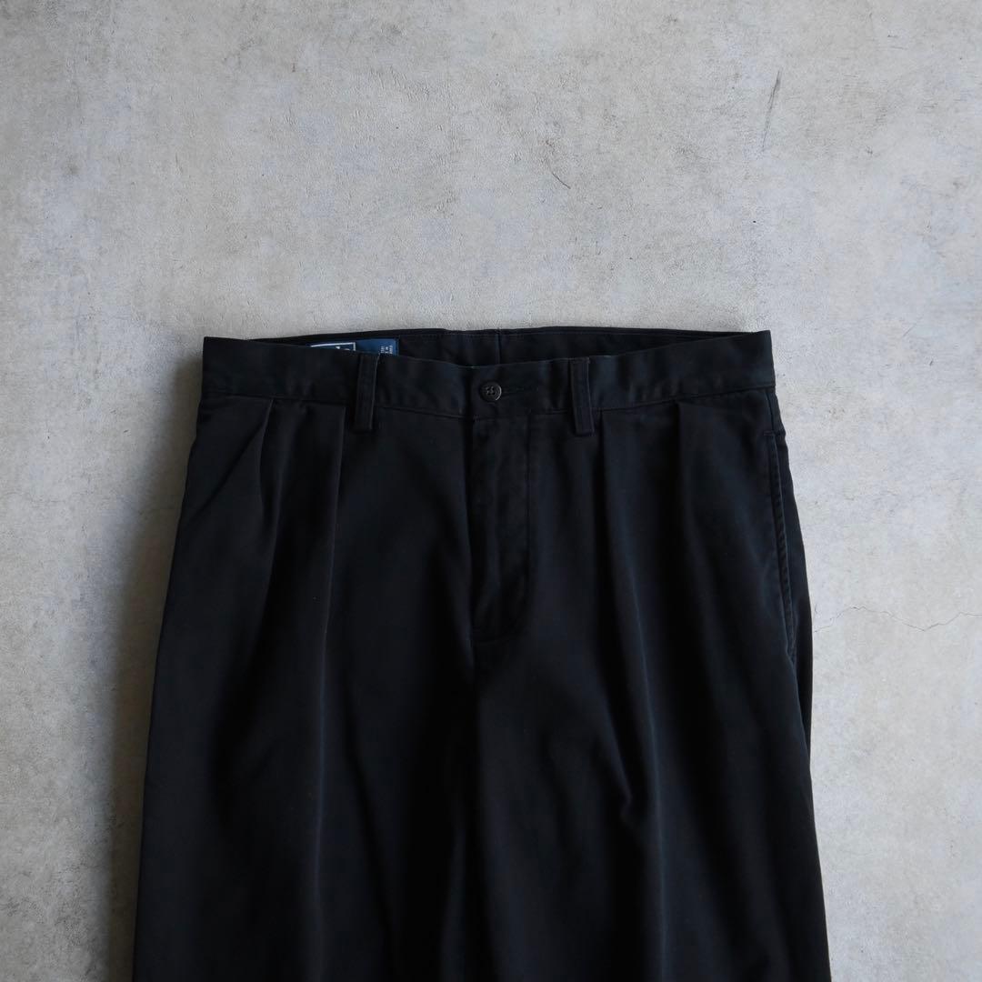 90s ラルフローレン ポロチノ ツータックチノ黒ブラック USA W32L30