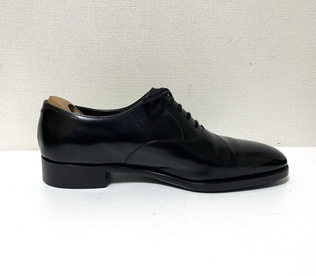 極美品ジョンロブ プレステージライン ガルニエ9E黒 プレーントゥ ホールカット