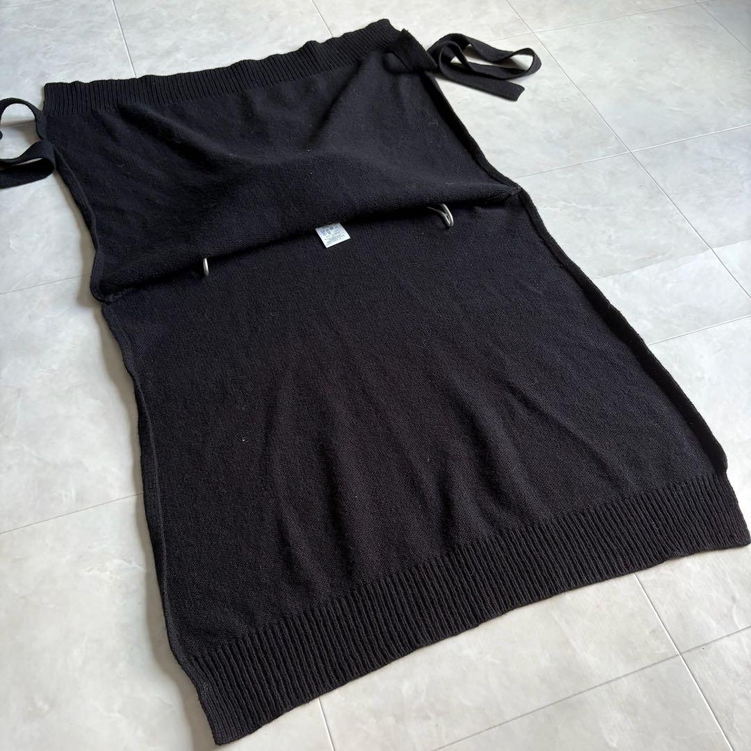 美品✨ veritecoeur ニットポンチョ 黒 F タートル サイド紐ベルト