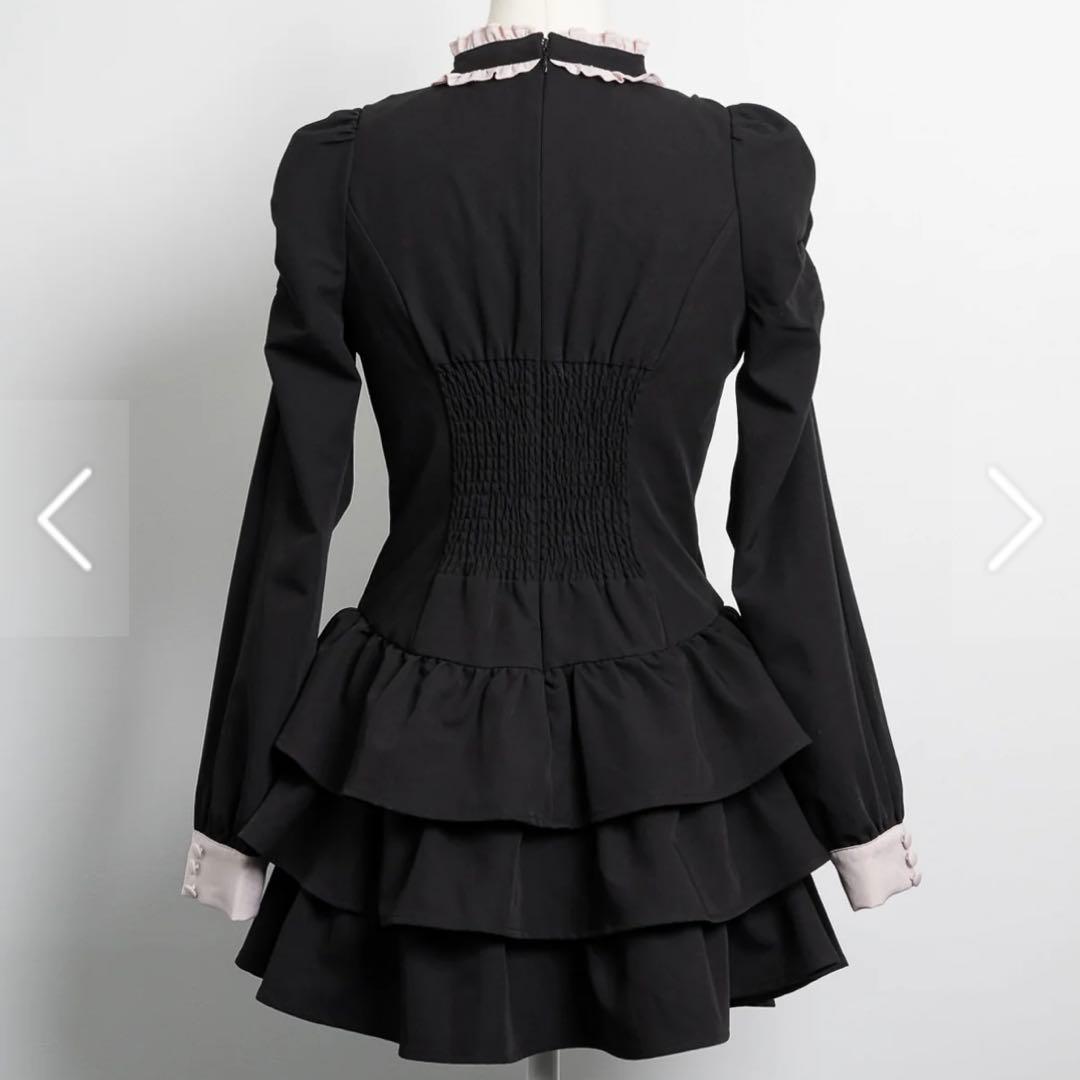 フロントリボンチョーカーティアードミニワンピ pium【⭐️本日限定値下げ⭐️】