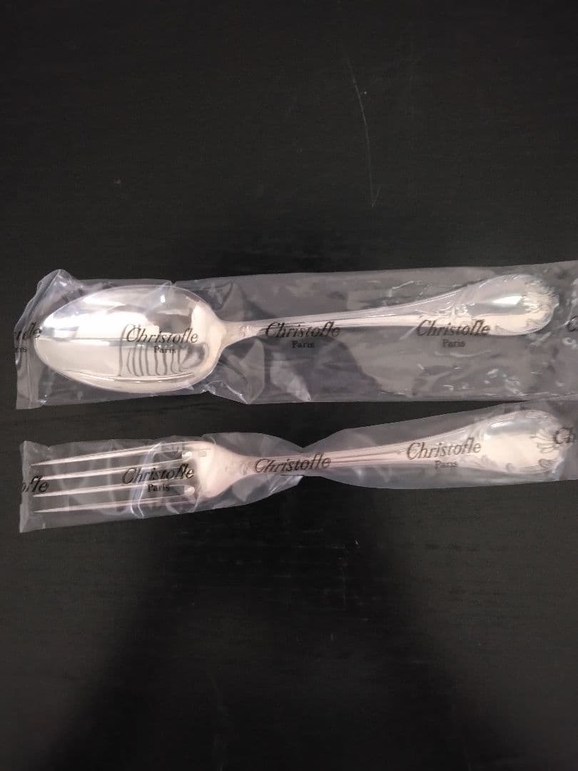 クリストフル、銀、スプーン＆フォークセット、マルリー