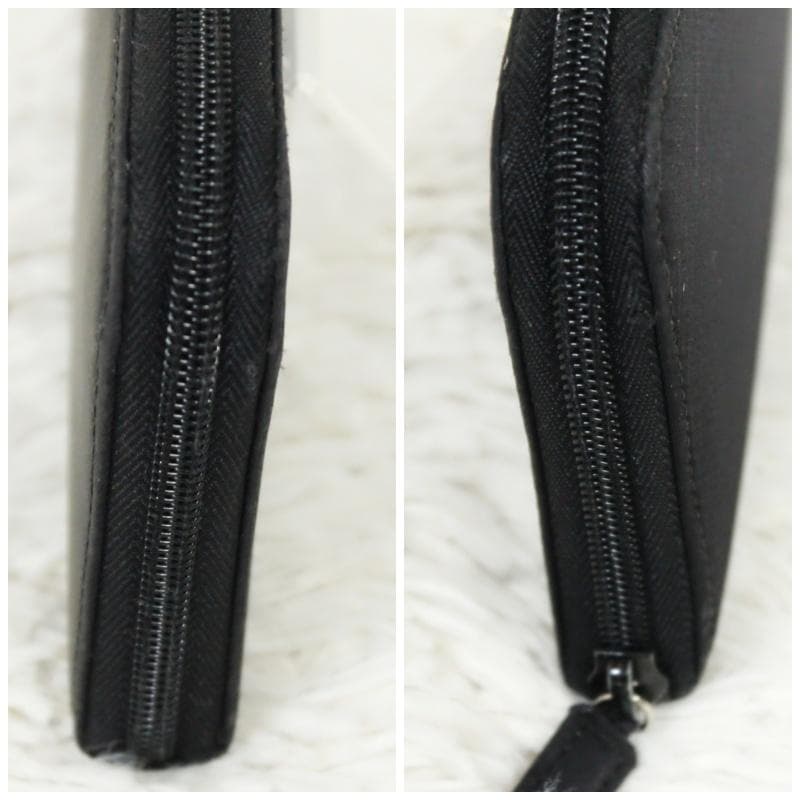 プラダ 長財布 ラウンドジップ 三角ロゴ ナイロン レザー ブラック PRADA