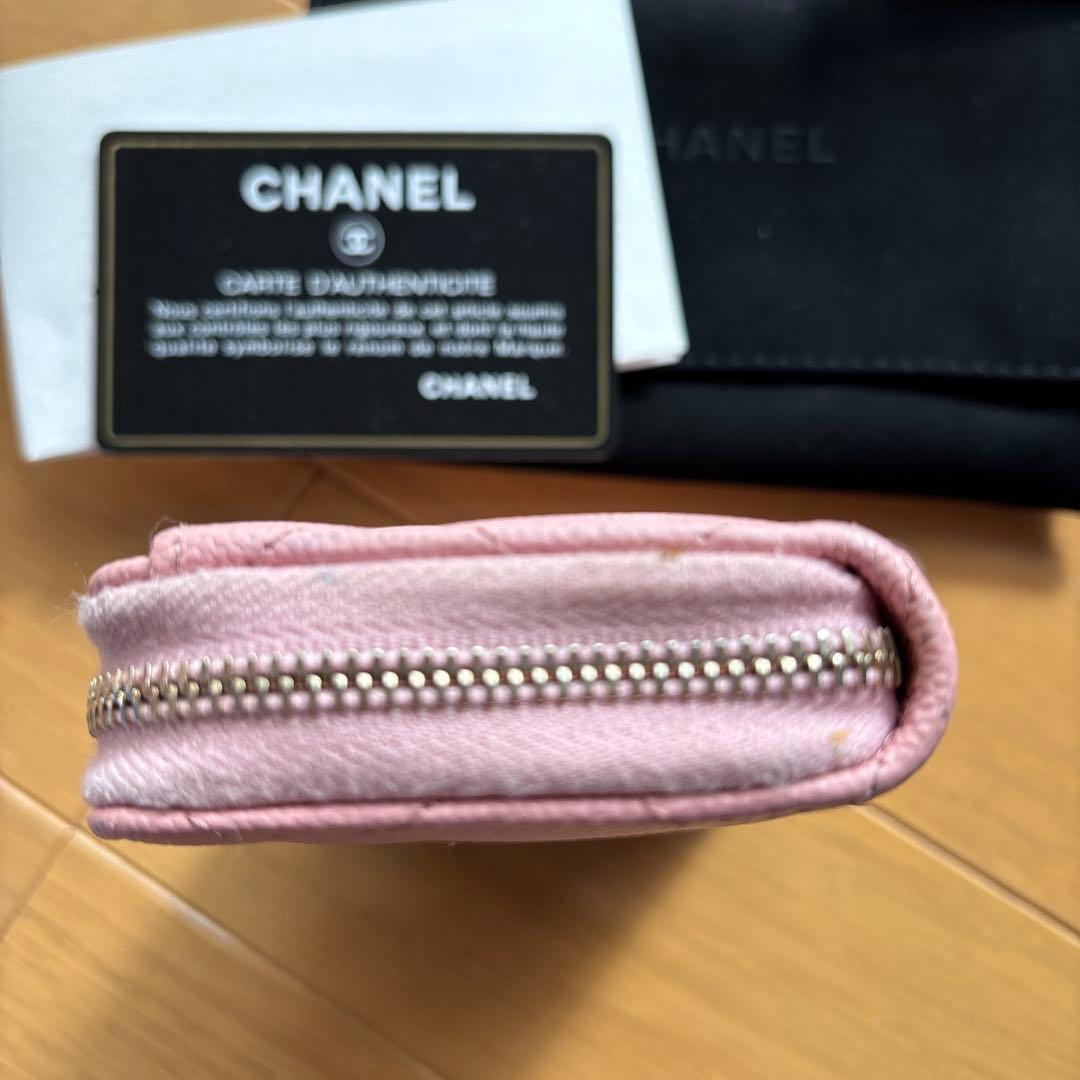 専用　CHANEL キルティングキャビアスキン ジップ パース　ピンク