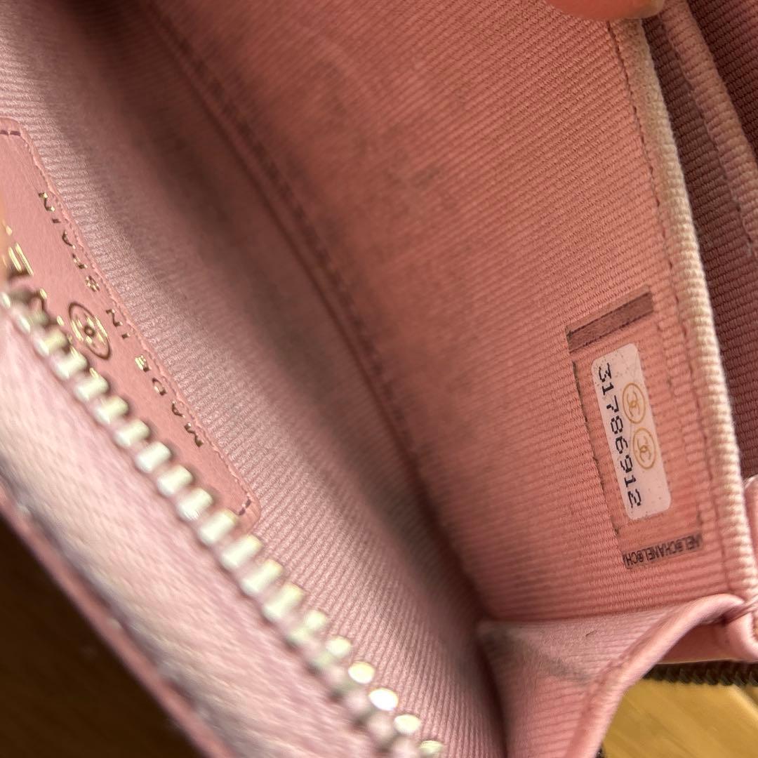 専用　CHANEL キルティングキャビアスキン ジップ パース　ピンク