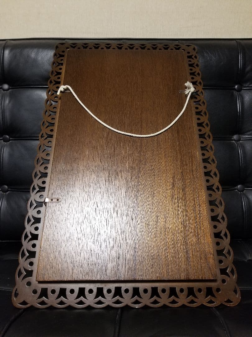 希少　廃盤　パリの雑貨屋　フレンチ　ウォールミラー　ウッド　透かし彫り　壁掛け鏡