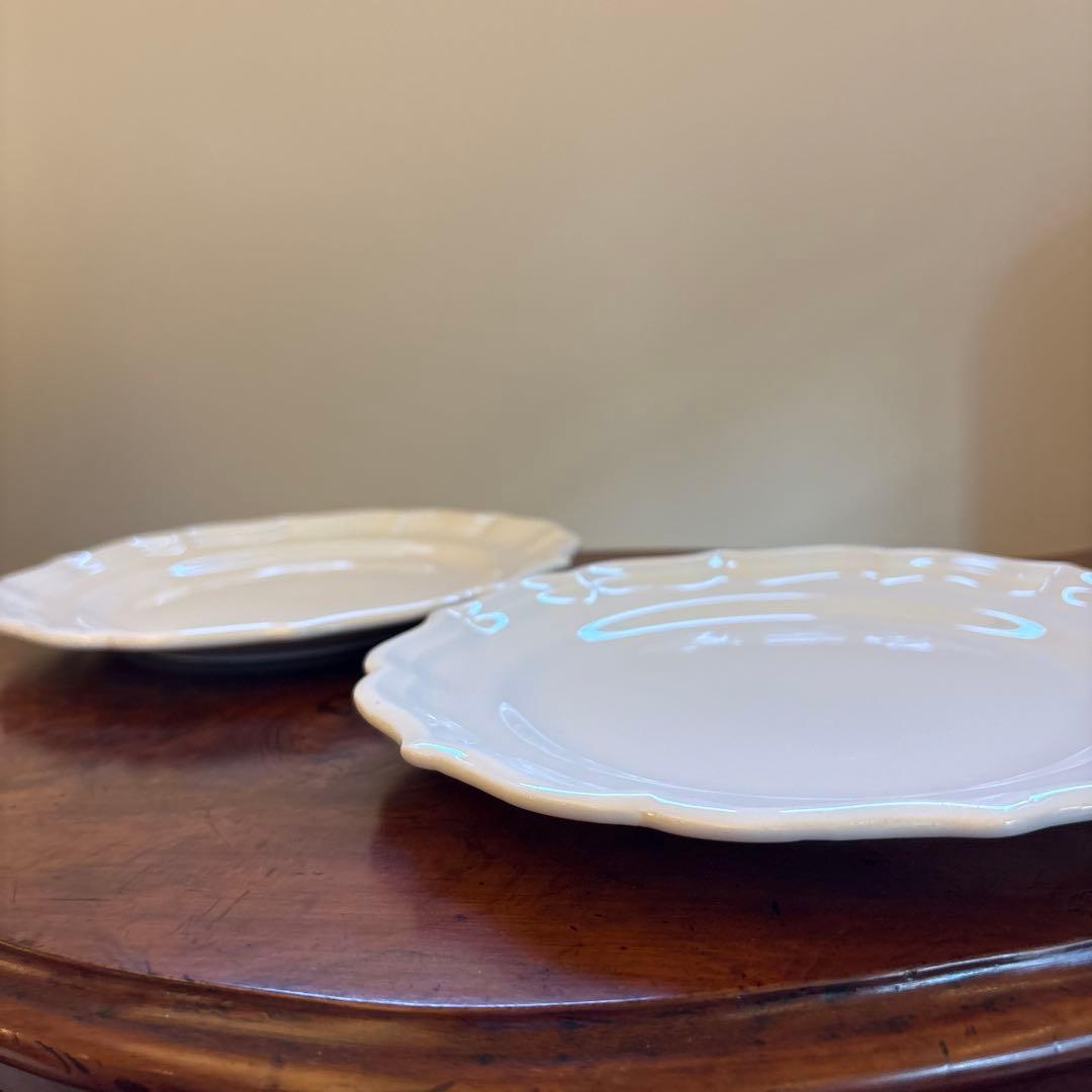 ★ジアン★ フランス　花リムプレート サイズ23cm ホワイト