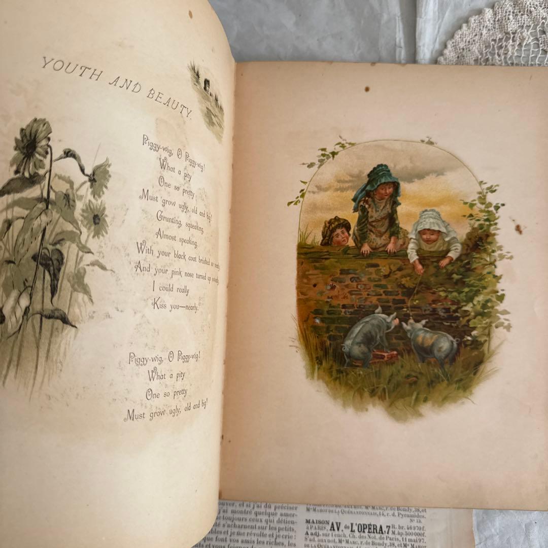 状態良好1890年アンティーク絵本ヴィクトリアン洋書　古書ジャンクジャーナル