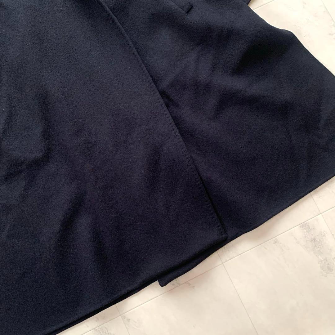 美品♡ブラミンク フード ポンチョ コート ロング ウール ネイビー 36