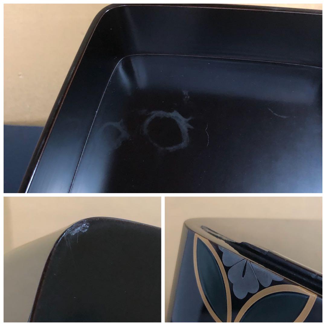 《レ》黒塗 七宝蒔絵 四段重 重台付 平安光村造 共箱 251201お2