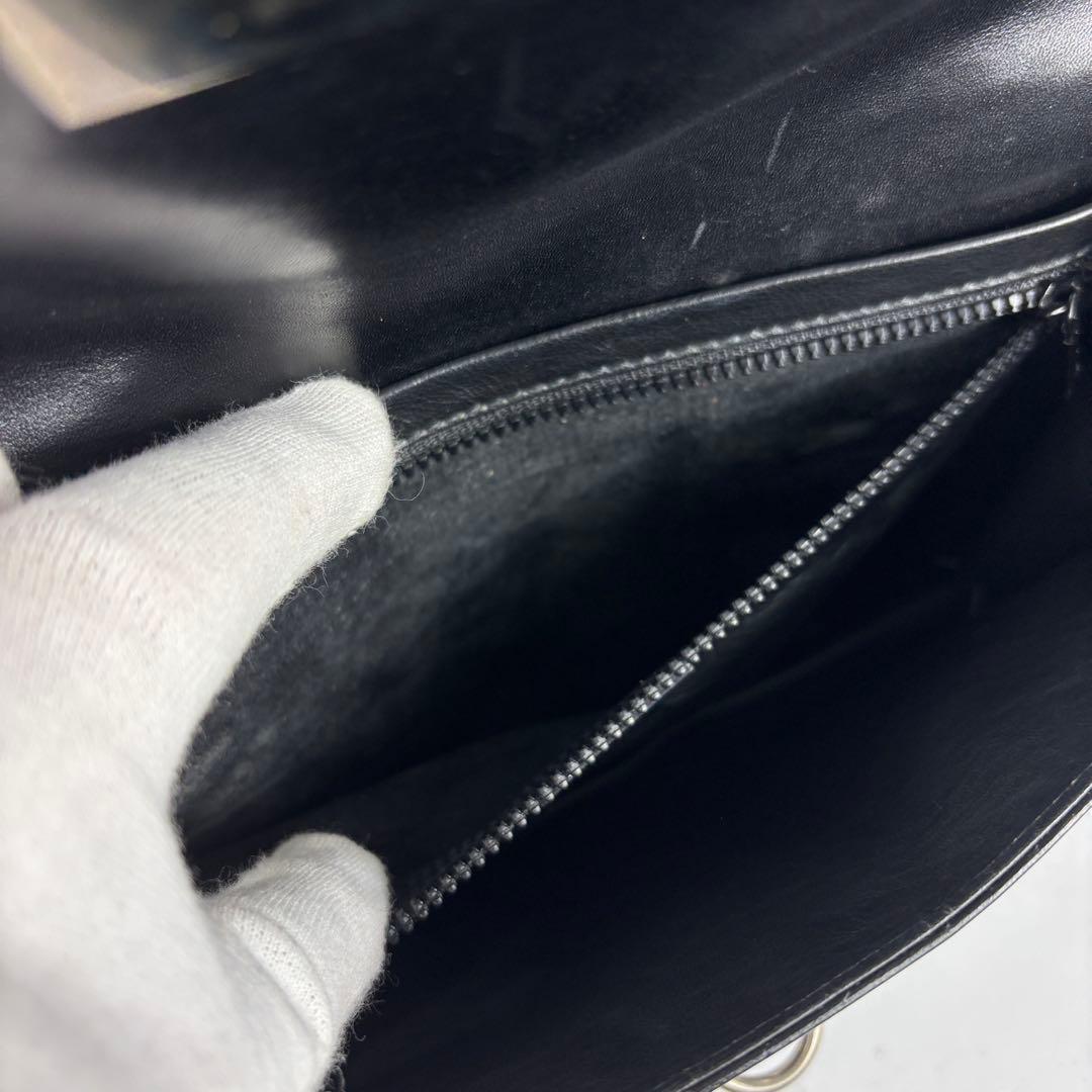 CELINE　セリーヌ　ヴィンテージ　クラッチバッグ　シルバー金具　レザー　黒