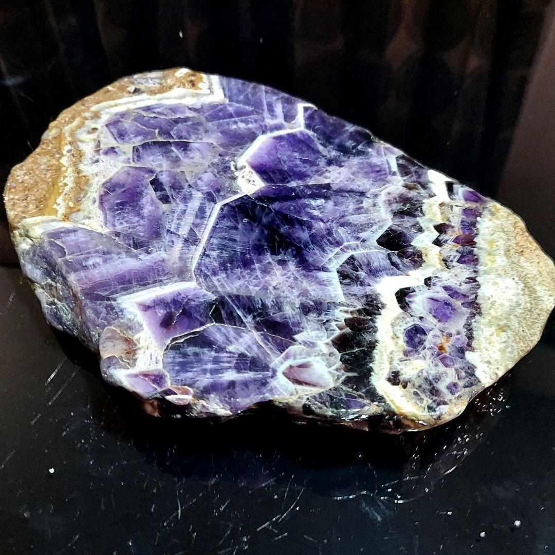 レアタイプ！ 超大きい豪華な紫水晶 アメジスト原石スライス 両面磨き539