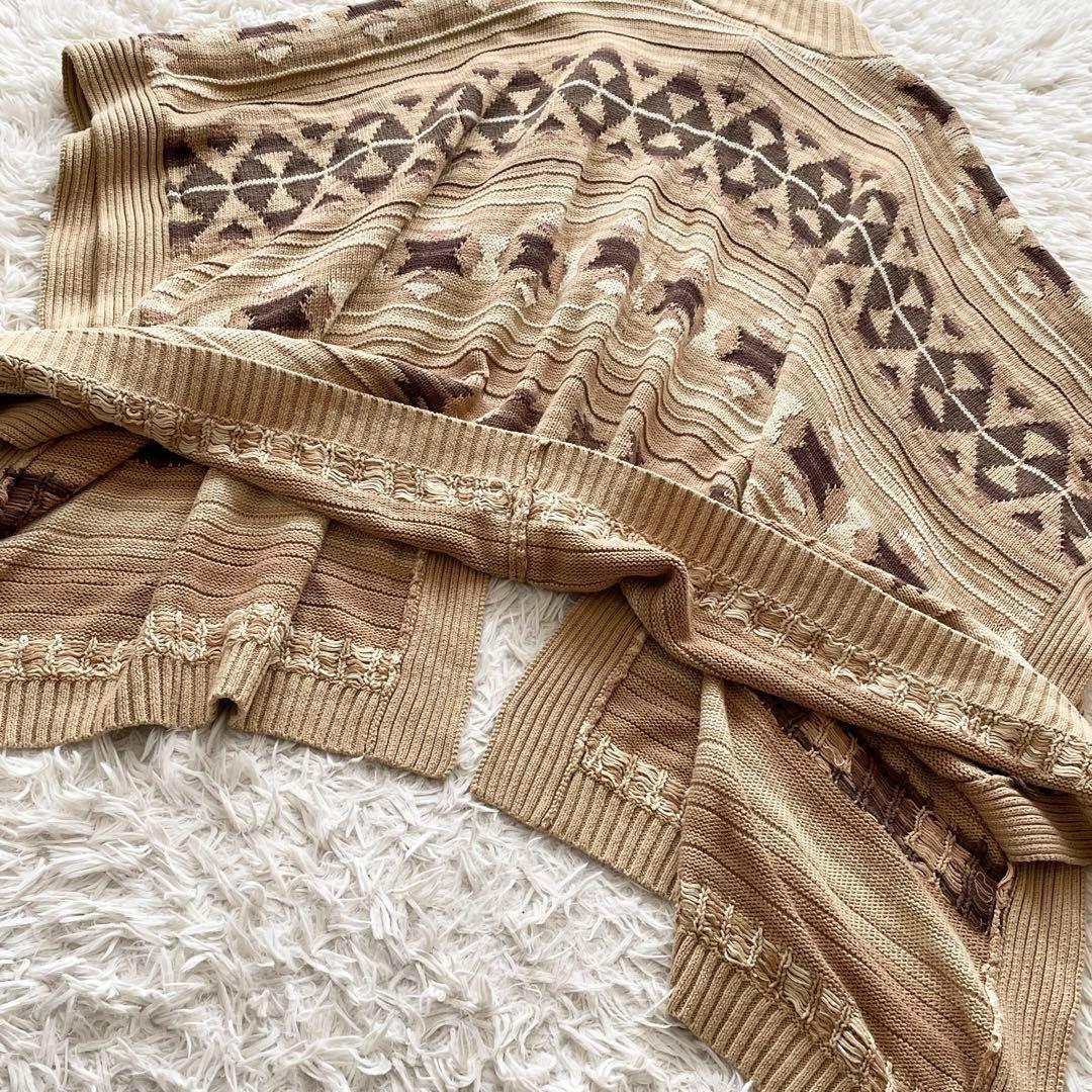 美品 XLサイズ ラルフローレン ネイティブ柄 ポンチョ ケープ 羽織り ニット