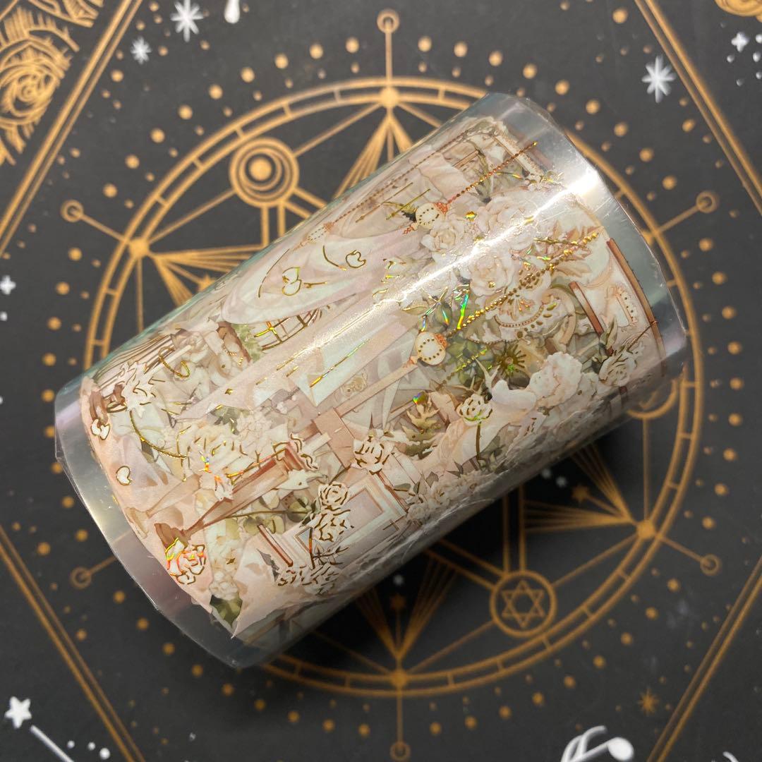 【D】海外　10m巻　貝殻光/貝殻金マスキングテープ　人物系/お花系/景色系