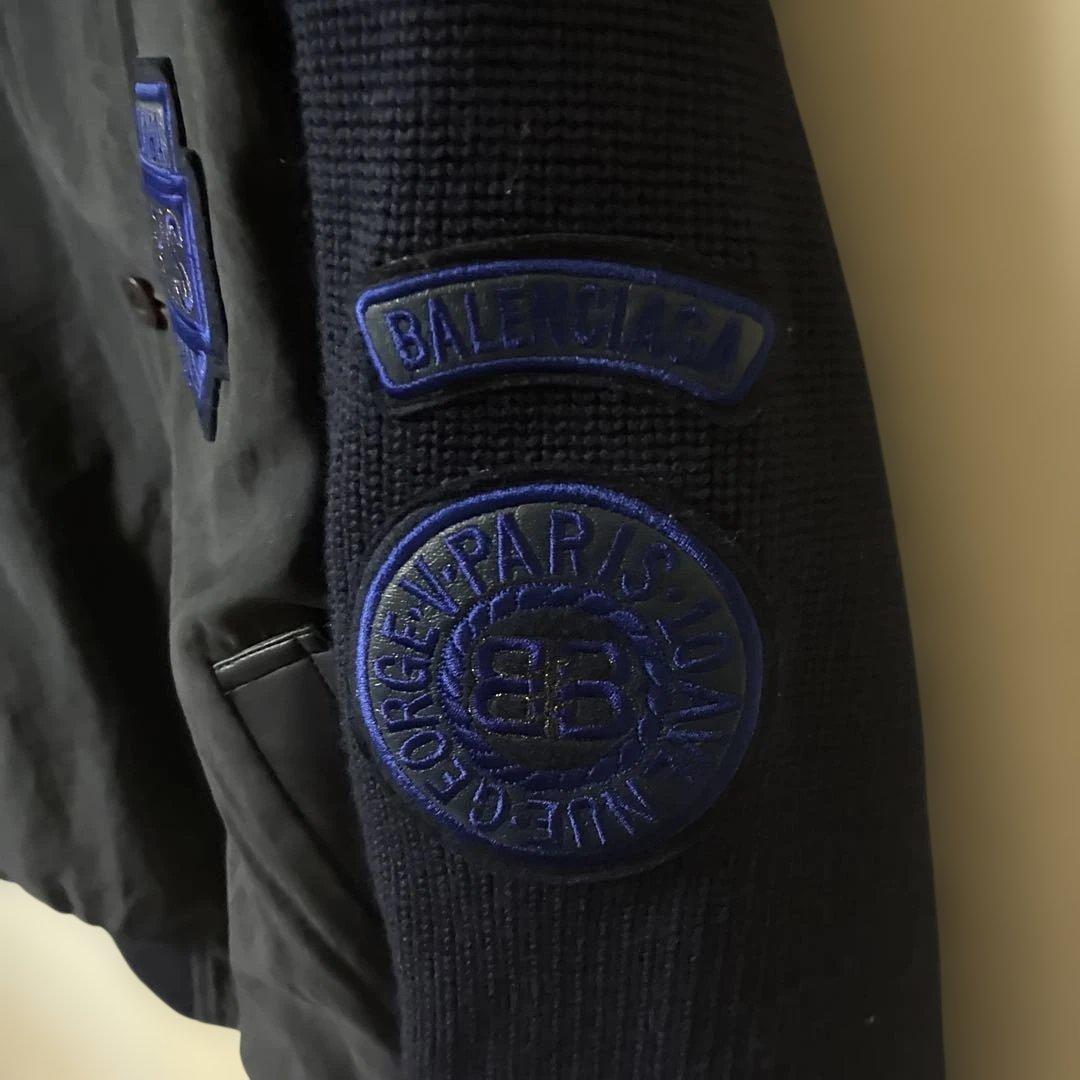 良品　超希少✨　バレンシアガ　スタジャン ロゴ刺繍　ネイビー　archive