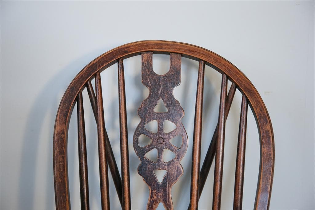 英国アンティーク木製ホイールバックチェア/ダイニングイス/椅子(91-203-7