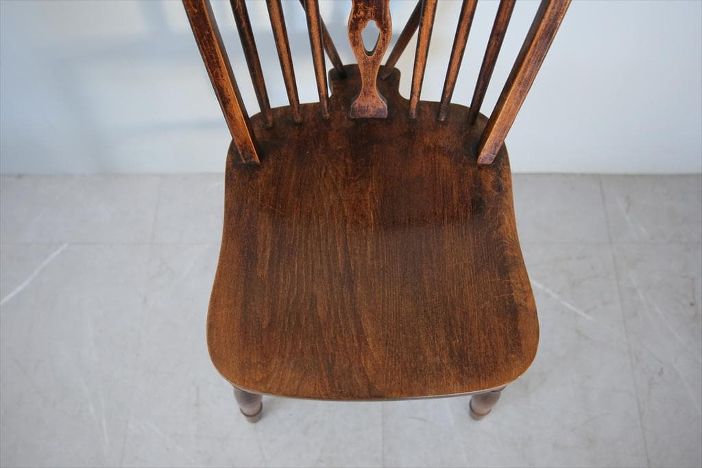 英国アンティーク木製ホイールバックチェア/ダイニングイス/椅子(91-203-7