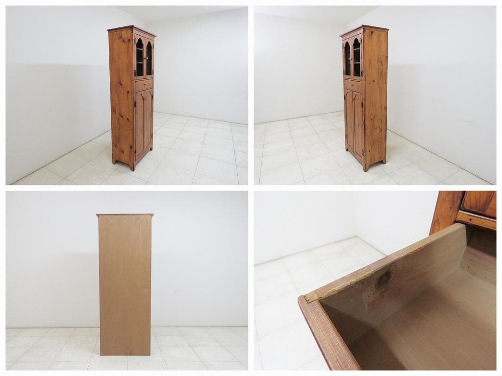 アンファン パイン無垢材 キャビネット 食器 飾り 本 書 棚 カントリー