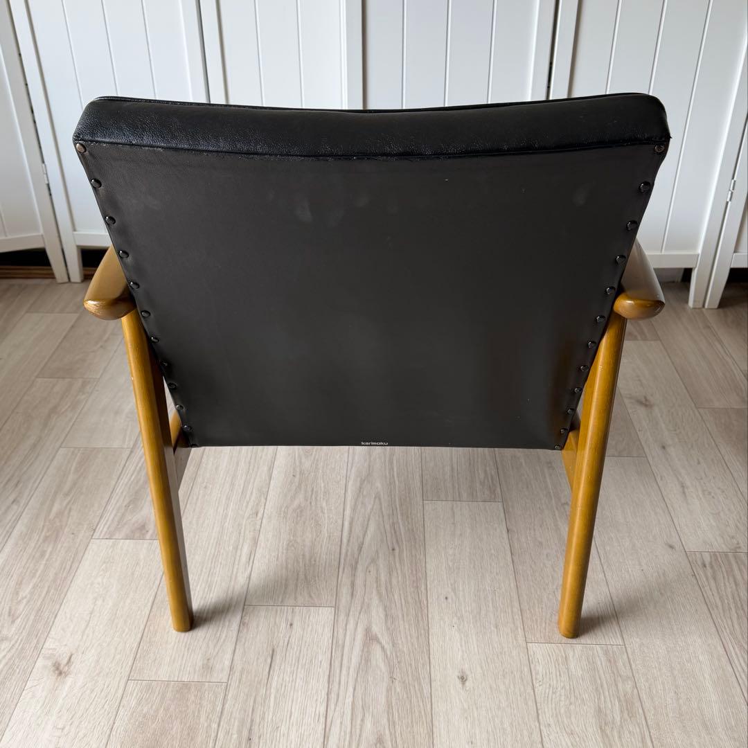 ①カリモク Kチェア 1Pソファ WS1180BW レトロ 1人掛けソファ