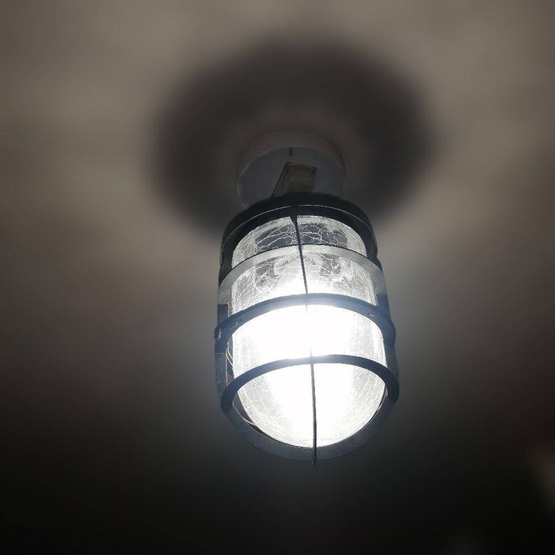 factory　船内レトロなアイアン×クラックガラスのシーリングライト　中古