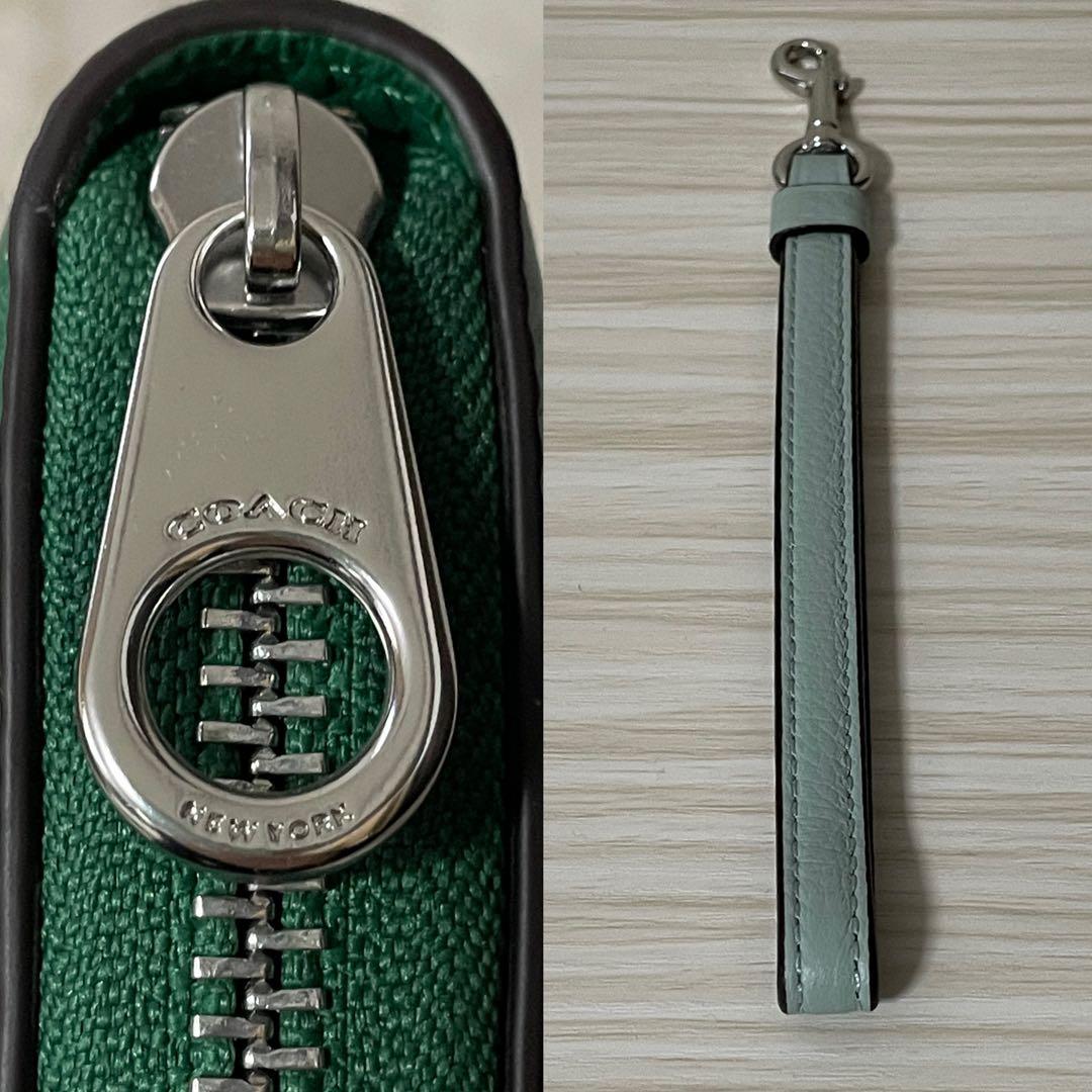 早い者勝ち！訳あり新品COACH 長財布 ホース＆キャリッジ柄 グリーン系