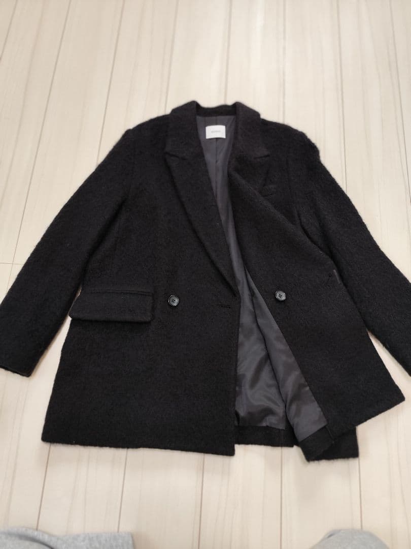 美品 MIESROHE シャギーダブルブレストジャケット ブラック サイズ1
