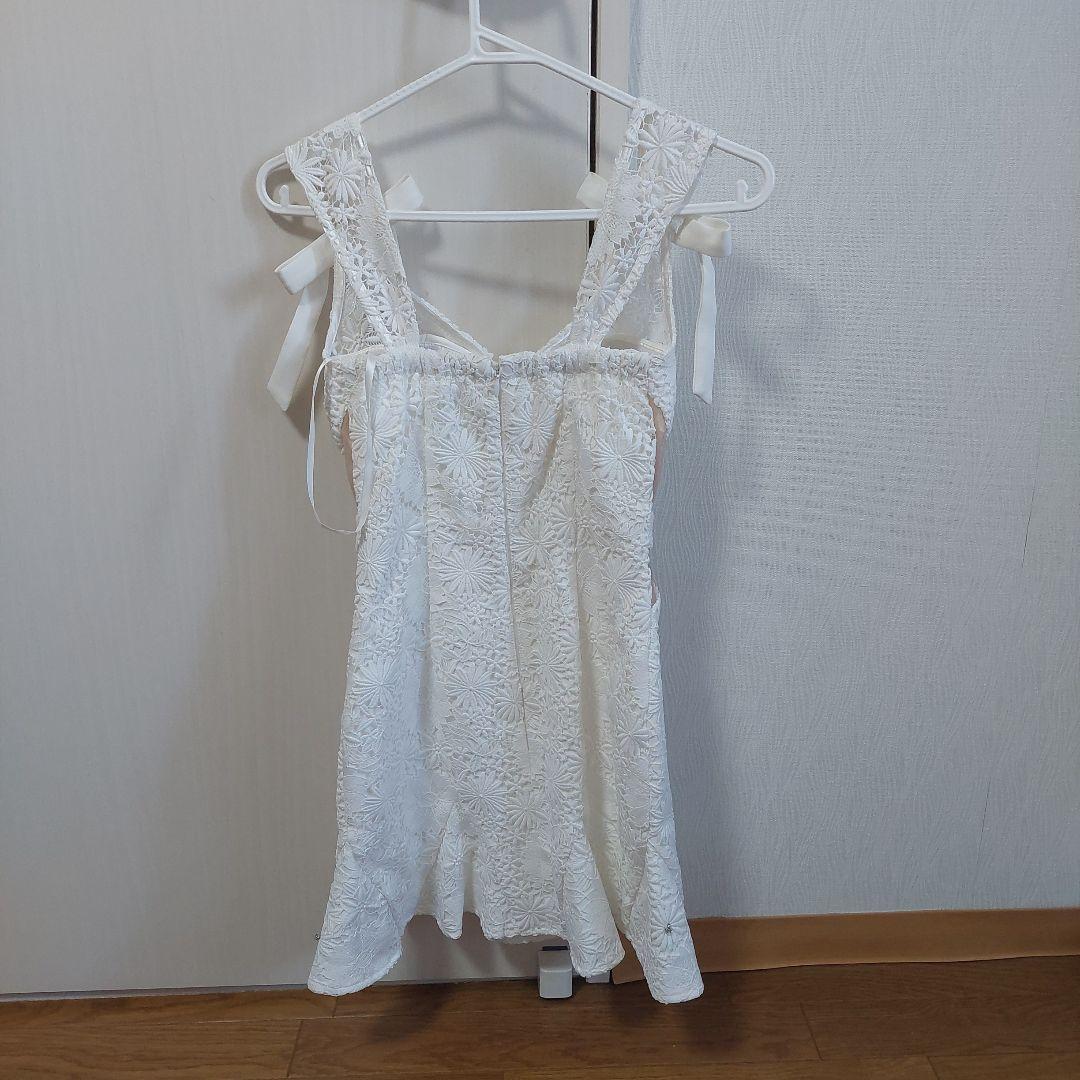ROBE de FLEURS ホワイトミニドレス