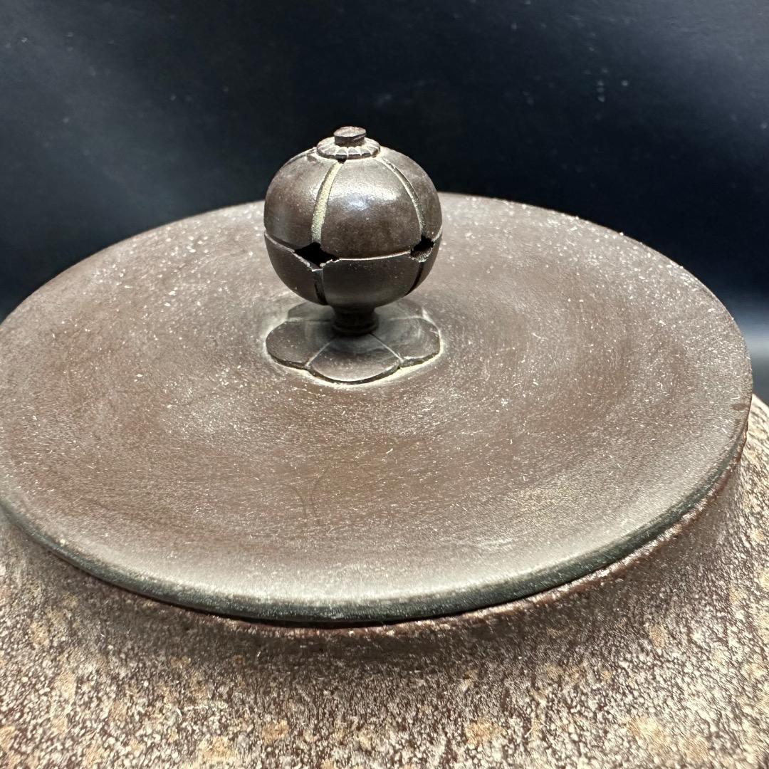 ♡Ed左1005 人間国宝 釜師 高橋敬典 真形羽釜 茶釜 釜釻 竹地紋