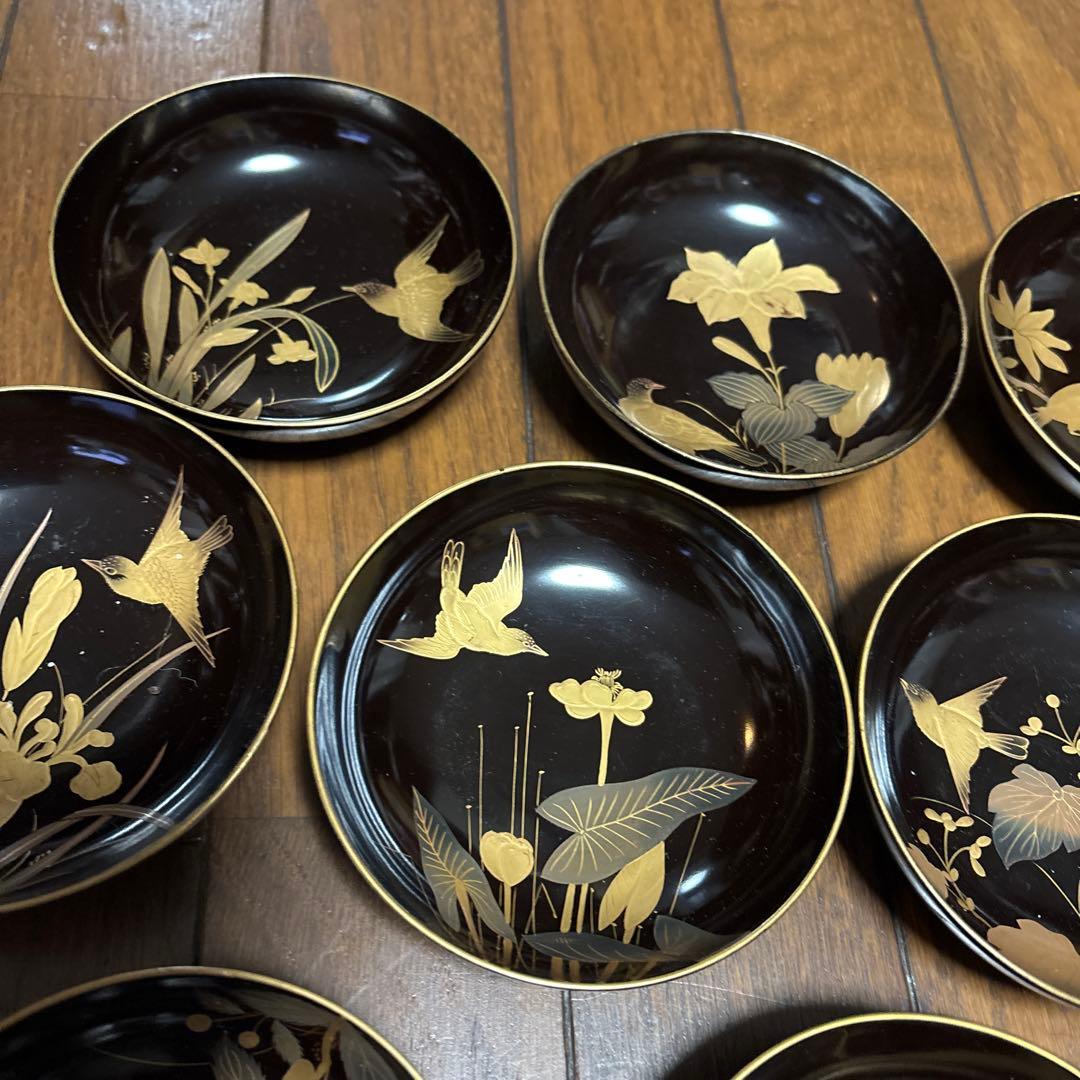 特別出品　アンティーク蒔絵が素敵な菓子皿10枚　鳥と花　風情あり　茶道具