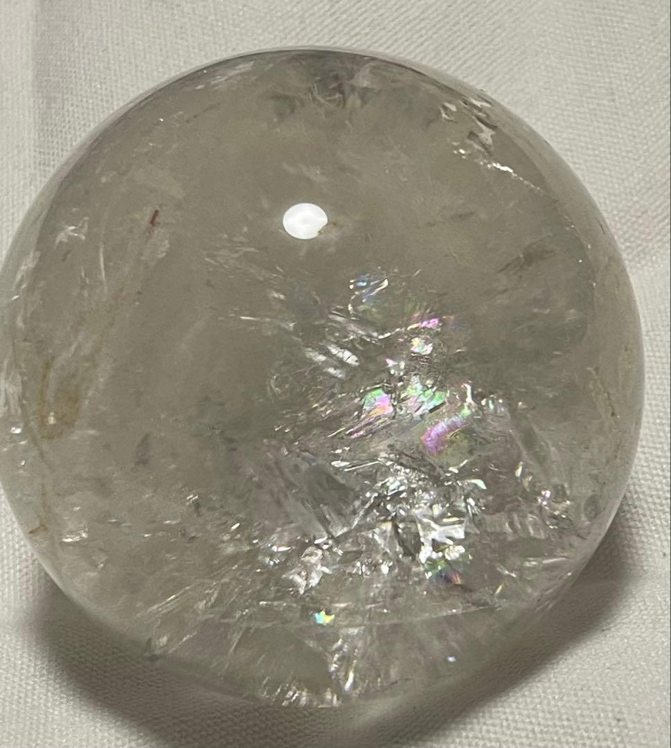 値下げ　大サイズ　虹入り水晶　スフィア（丸玉）　約8cm 790g