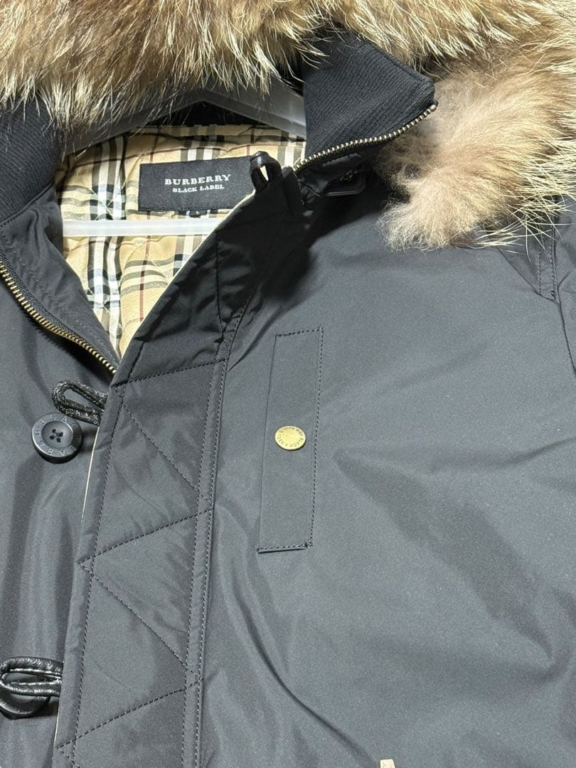 バーバリーブラックレーベル　ロングモッズコート　黒　Lサイズ