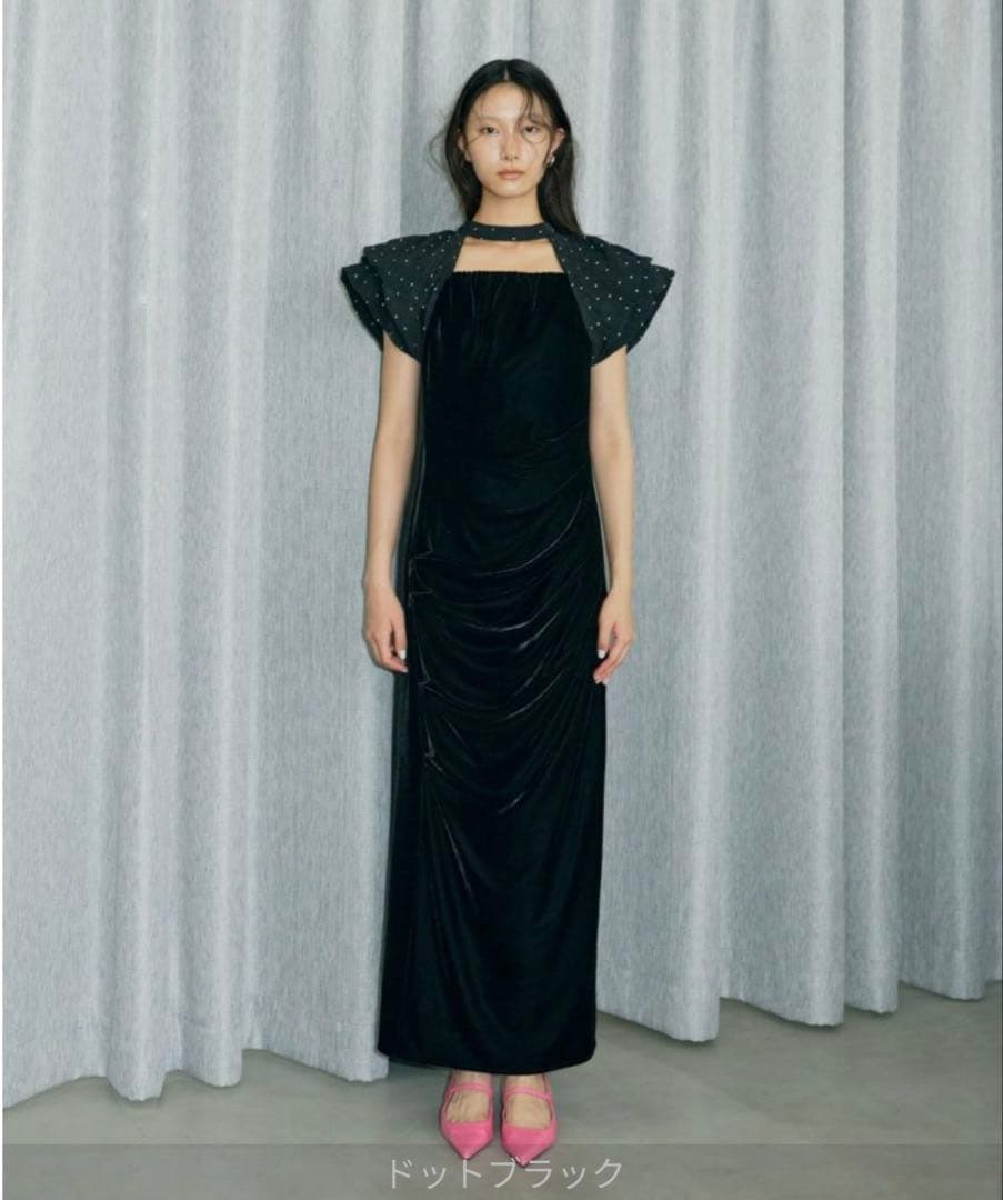 【なぬ】ANDRESD drape velour dress