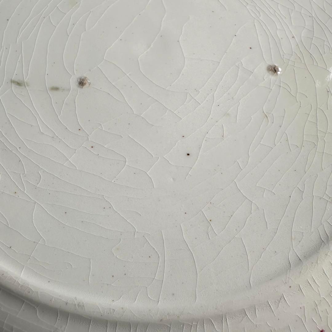 [ レア ] 珉平焼　リム皿　色絵　花文　賀集珉平　淡路焼　江戸期　美品