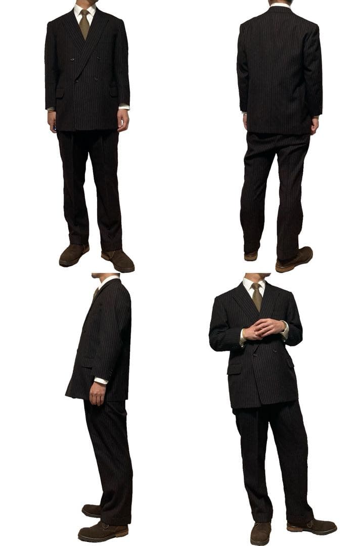 着画有り 60s vintage 昭和 スーツ セットアップ ダブル ウール