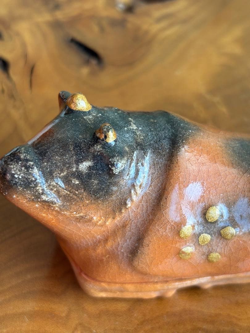 干支香合 北野天満宮司 吉村楽入造 丑年 楽焼 茶道具 共箱