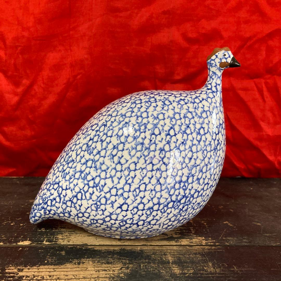 ホロホロ鳥　陶器オブジェ　置物　二体　ハイジ・カイヤール　インテリア雑貨