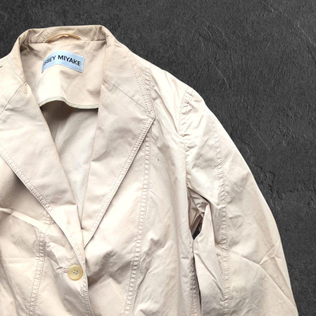 イッセイミヤケ 2Bシングル テーラードジャケット ベージュ 3号 ナイロン
