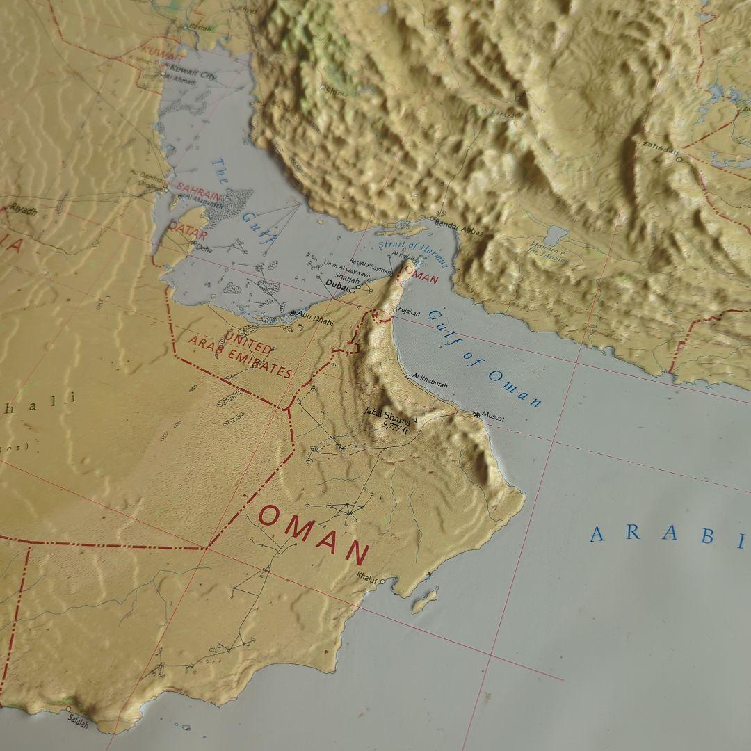 レア品)大型　立体地図　中近東·トルコ·イラン　1:6,250,000 額縁付き