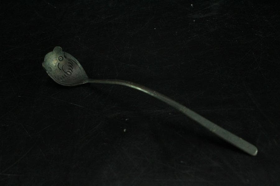 色漆 堆朱 筆洗 匙 台付 文房具(K-LC953)