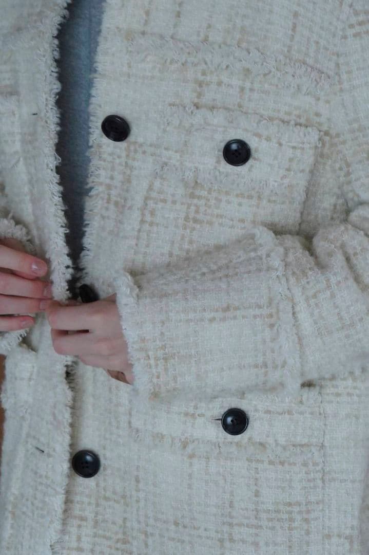 クラネ　ノーカラーツィードジャケット