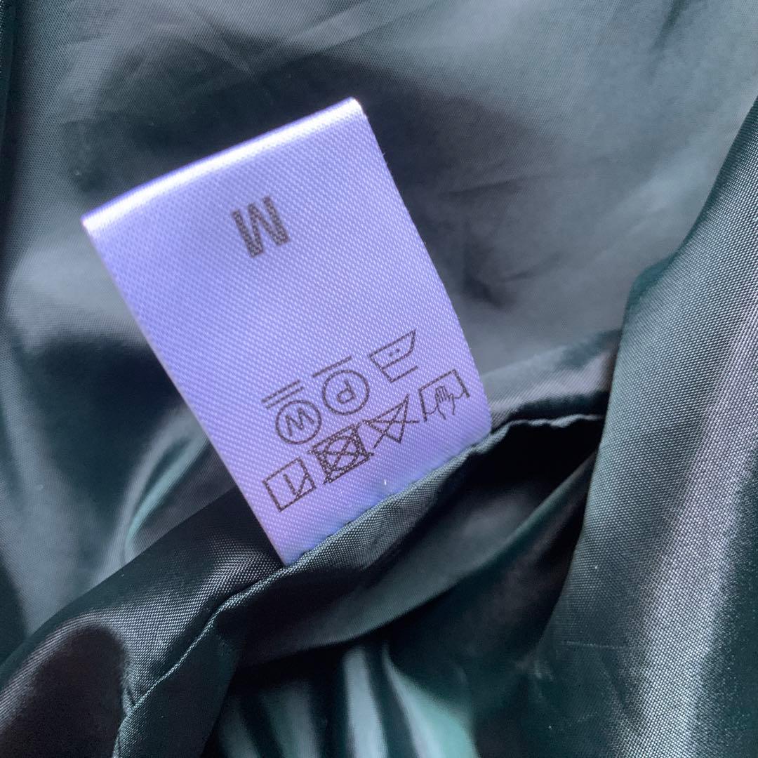 希少カラー ノーカラー セットアップ スーツ グリーン レトロ お洒落 古着