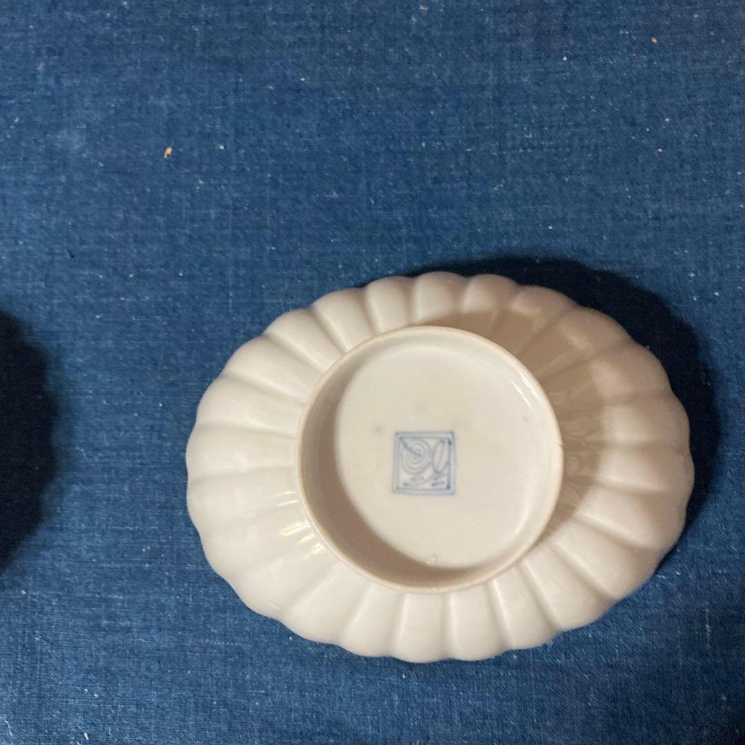 伊万里　白磁菊花形　楕円豆鉢　楕円小鉢　柿右衛門　一客
