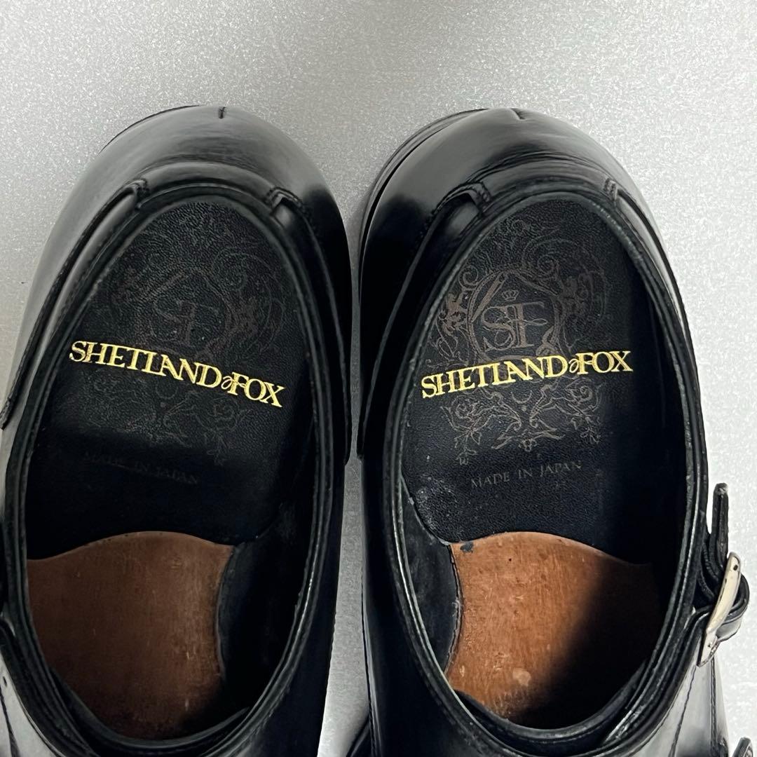 極美品✨️シェットランドフォックス 革靴 ダブルモンク ストラップ 黒 ストレート