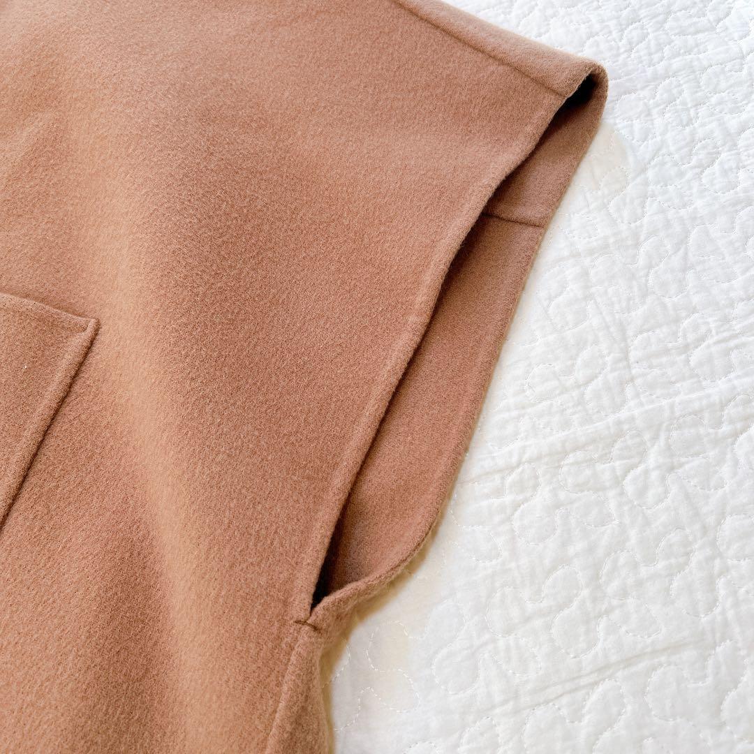 極美品 スローブイエナ 23年 スタンドカラーダブルフェイスポンチョ キャメル