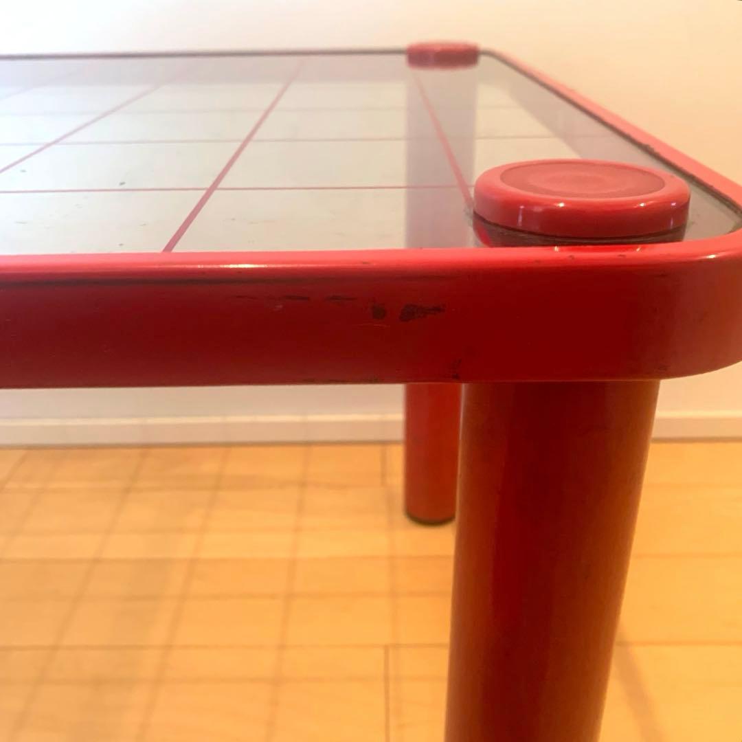 80年代 当時物 ファンシー レトロ ポップ ガラス テーブル 赤